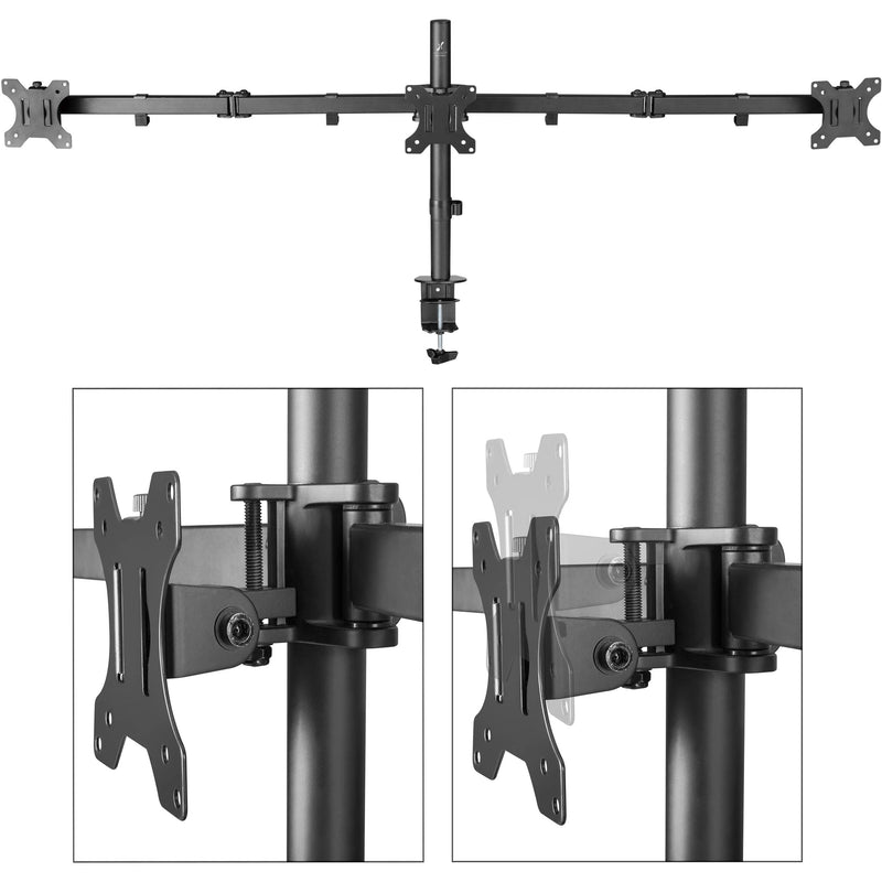 Helder Triple-Monitor Tabletop Clamp Mount for 13 to 27" Monitors