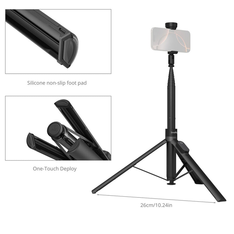 SmallRig ST30 One-Touch Deploy Selfie Stick Tripod (Black)