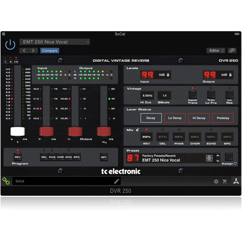 TC Electronic DVR250-DT Digital Vintage Reverb Plug-In with Hardware Controller