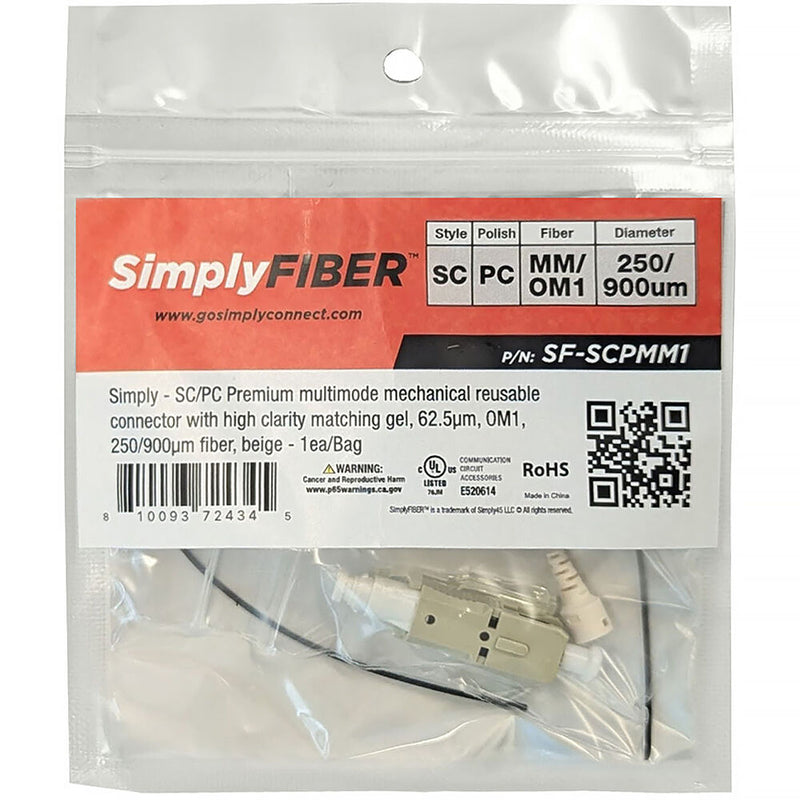 SimplyFIBER SC/PC Multi-Mode/OM1 Mechanical Reusable Connector (Beige)