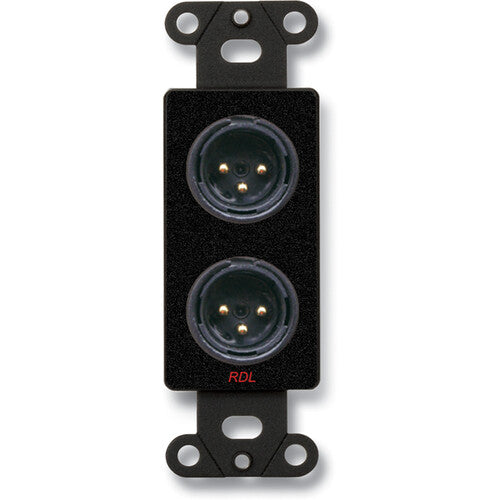 RDL DB-XLR2M Decora Wall Plate with Dual XLR Male Connectors (Black)