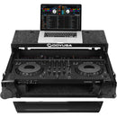 Odyssey Black Label Flight Case for AlphaTheta DDJ-GRV6 with Glide-Style Laptop Platform and Corner Wheels (All Black, 1 RU)