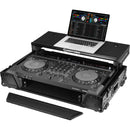 Odyssey Black Label Flight Case for AlphaTheta DDJ-GRV6 with Glide-Style Laptop Platform and Roller Wheels (All Black, 1 RU)