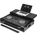 Odyssey Black Label Flight Case for AlphaTheta DDJ-GRV6 with Glide-Style Laptop Platform and Corner Wheels (All Black)