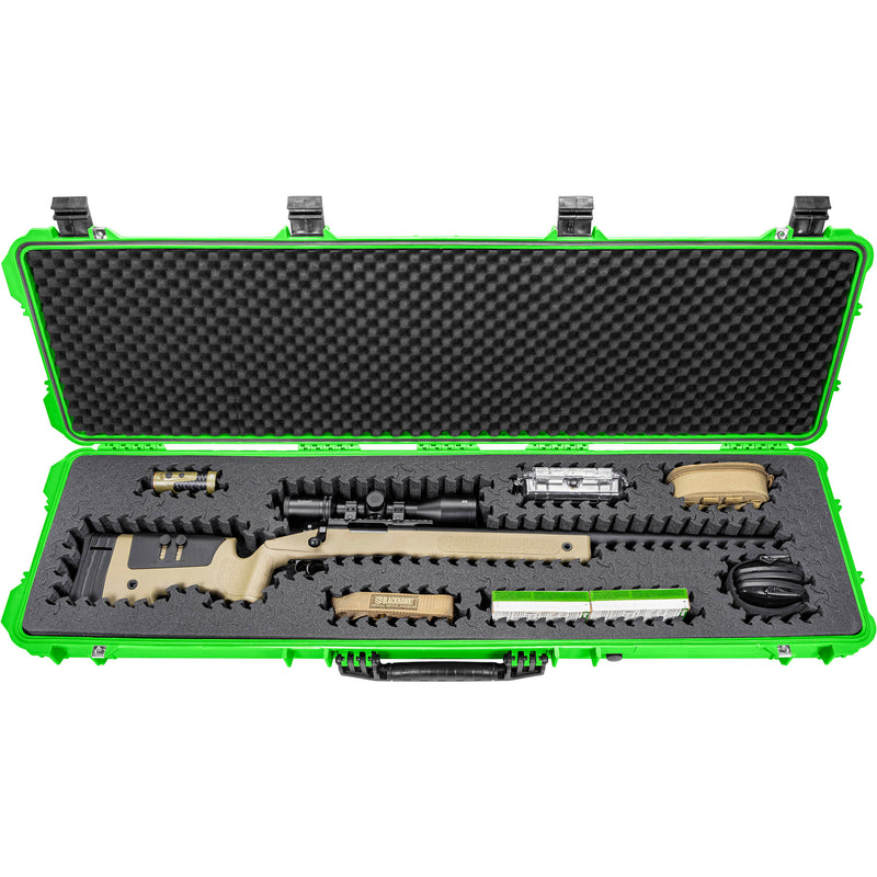 RAGAR Hard Rifle Case with RAGAR Reconfigurable & Reusable XP Crosslinked Foam (53", Neon Green)