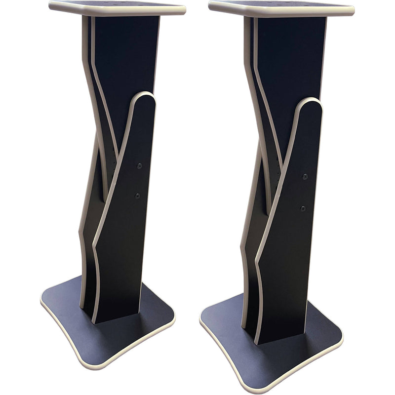 RAB Audio ProRak SDM50 Height-Adjustable Monitor Speaker Stand (Black with Almond Trim, Pair)