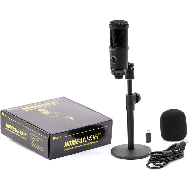 ikan Homestream USB Condenser Cardioid Microphone with Gain Control & Adjustable Microphone Arm