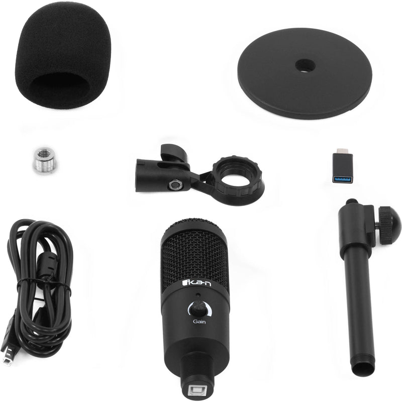 ikan Homestream USB Condenser Cardioid Microphone with Gain Control & Adjustable Microphone Arm