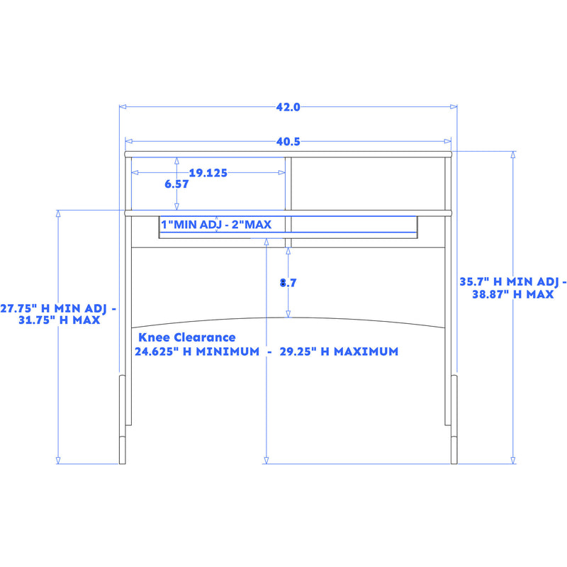 RAB Audio ProRak LS840 8 RU Studio Desk with Pull-Out Keyboard Tray (Black with Almond Trim)