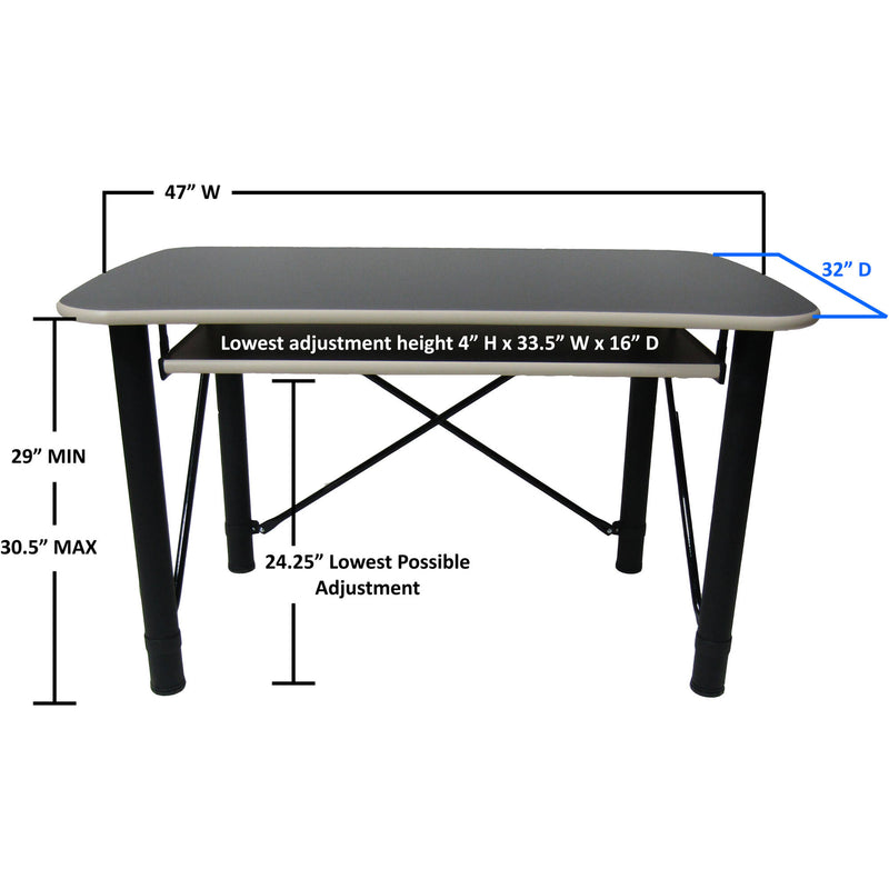 RAB Audio ProRak 48 No-Bridge Desk with Keyboard Tray (Black and Almond Trim)