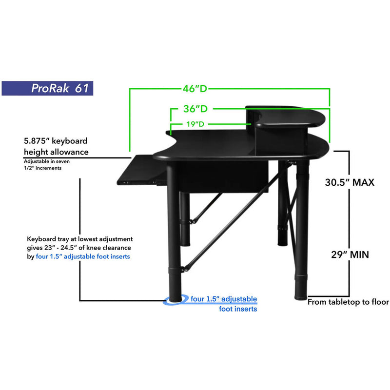 RAB Audio ProRak 61 Audio Desk with 12 RU (Black and Almond Trim)