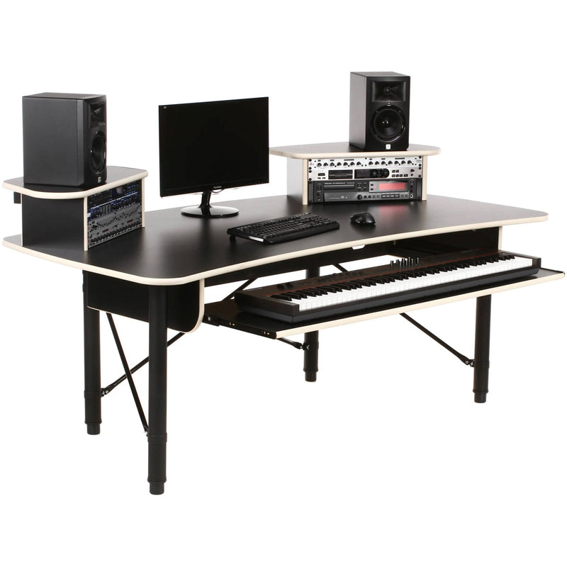 RAB Audio ProRak 88 Audio Desk with Two Rack Bays and Keyboard Tray (Black and Almond Trim)