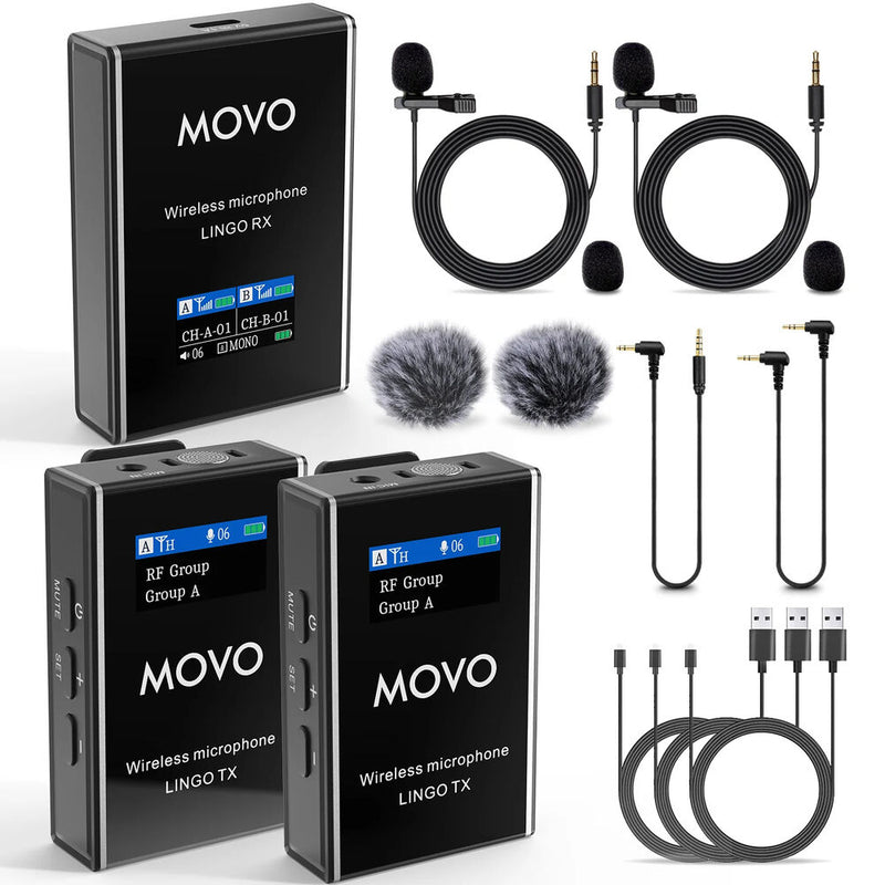 Movo Photo LINGO-DUO 2-Person Wireless UHF Omni Lavalier Microphone System (500 to 599 MHz)