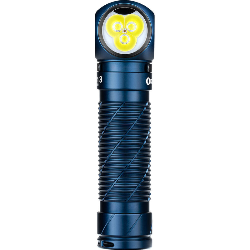 Olight Perun 3 Rechargeable Right-Angle LED Flashlight and Headband (Midnight Blue)