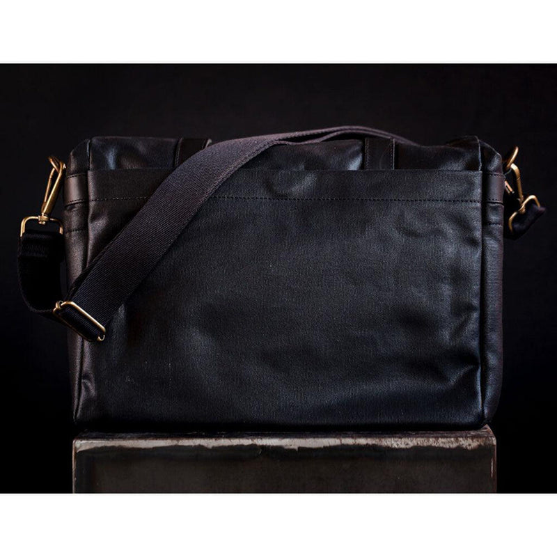 Bronkey Roma Waxed Canvas Messenger Bag (Black)