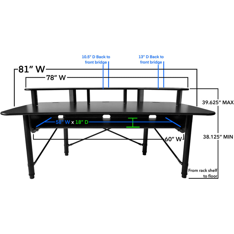 RAB Audio ProRak MK 88 Audio Desk with Rack Bays and Keyboard Tray (Black)