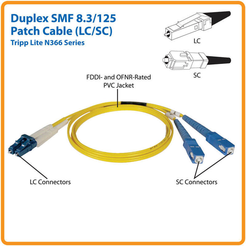 Tripp Lite Duplex LC to Duplex SC Singlemode Fiber Optic Patch Cable (3.3')