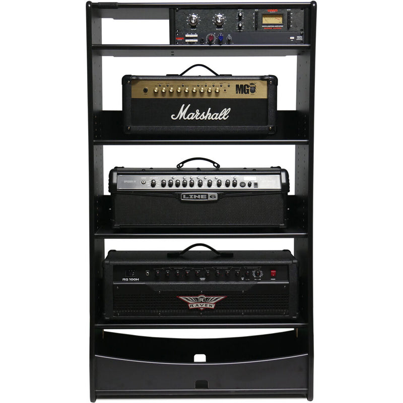 RAB Audio Guitar Studio Shelving Unit with 3 Shelves and 3 RU (Black)