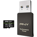 PNY 128GB Pro Elite microSDXC Memory Card with Performance Prime Card Reader (U3)