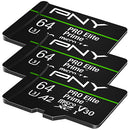 PNY 64GB Pro Elite microSDXC Memory Card (U3, 3-Pack)