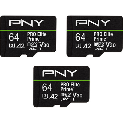 PNY 64GB Pro Elite microSDXC Memory Card (U3, 3-Pack)