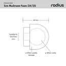 Radius MKH 50 Mushroom Foam Windcover (24 to 25mm)