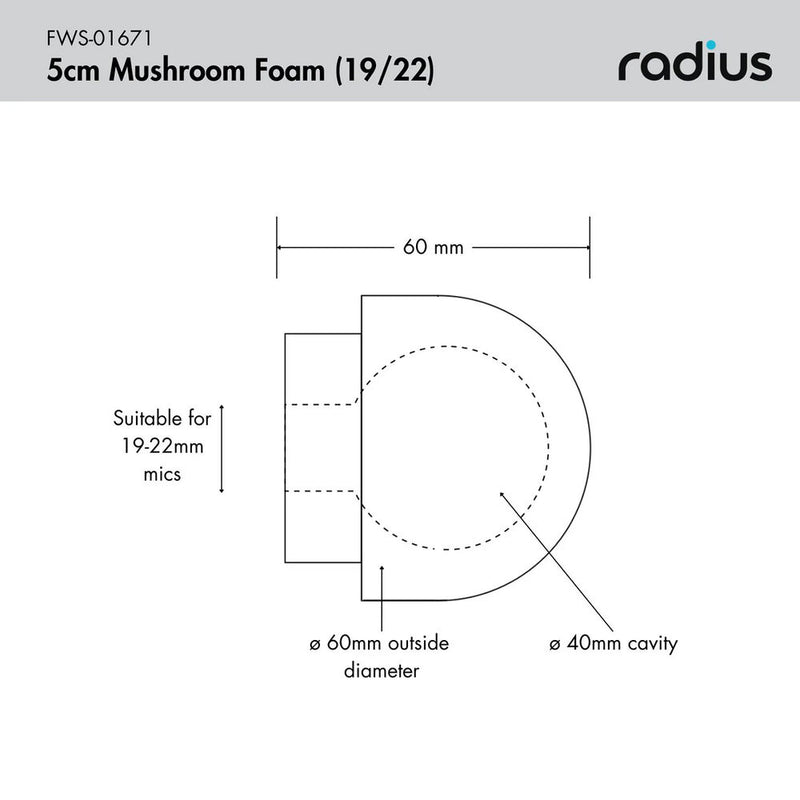 Radius Mushroom Foam Windcover (19 to 22mm)