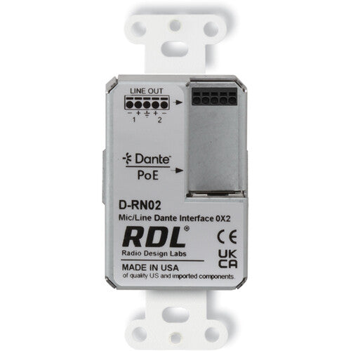 RDL Wall-Mounted Mic/Line Dante Interface 0 X 2 (Black)