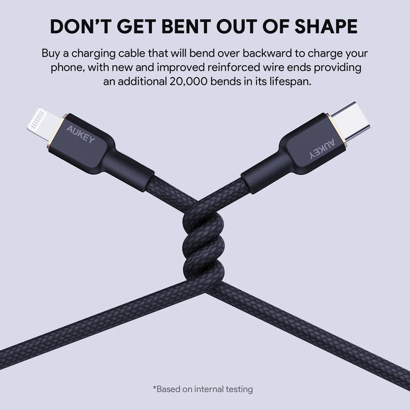 AUKEY Circlet CL Aramid Fiber Core USB-C to Lightning Cable (3.3')