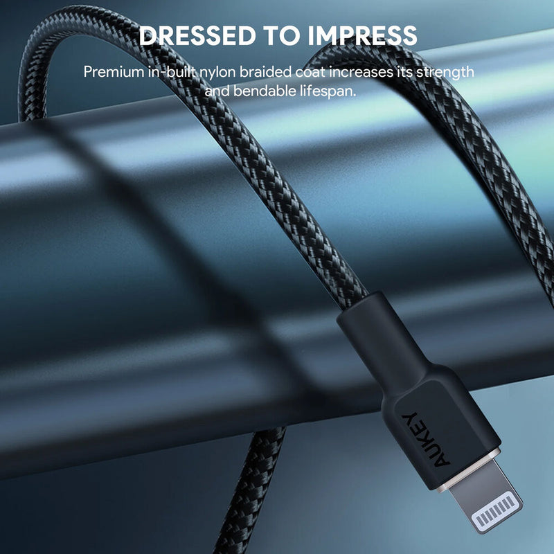 AUKEY Circlet CL Aramid Fiber Core USB-C to Lightning Cable (3.3')