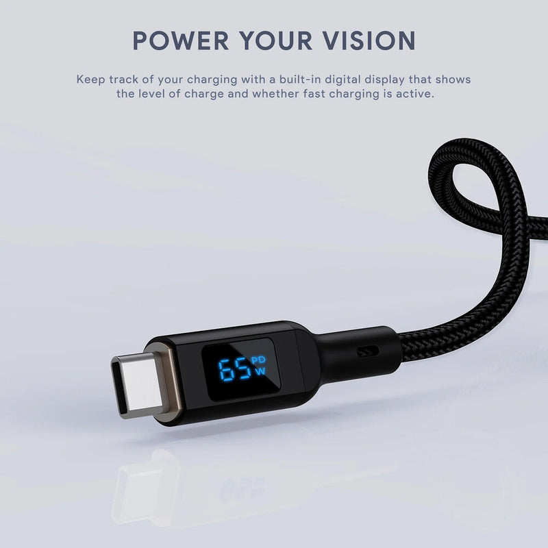 AUKEY Braided Nylon USB-C Cable with Digital LCD Display (3.3')