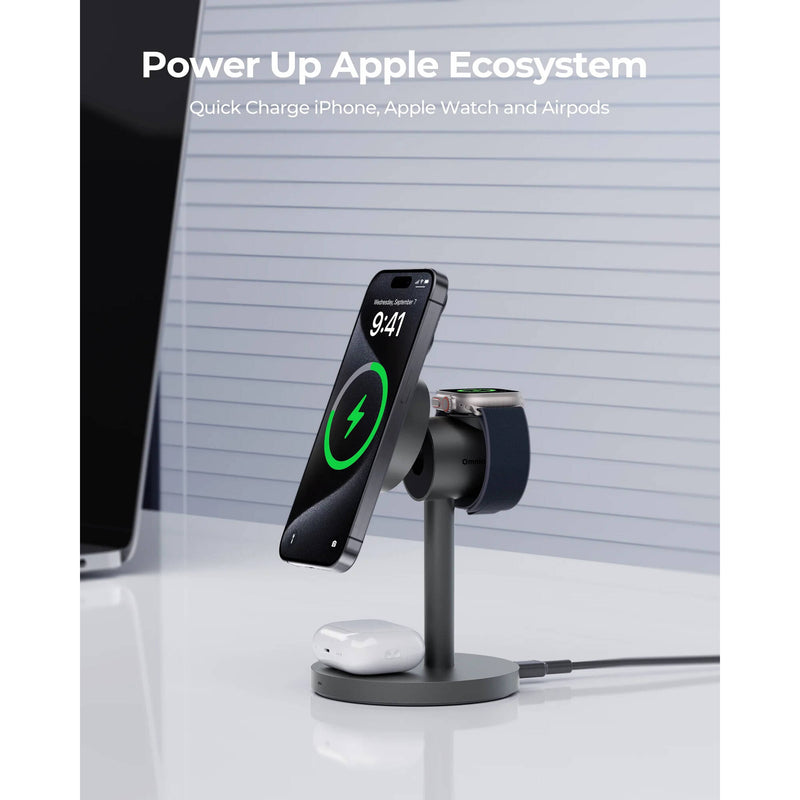 AUKEY MagFusion Qi2 3-in-1 Wireless Charging Station