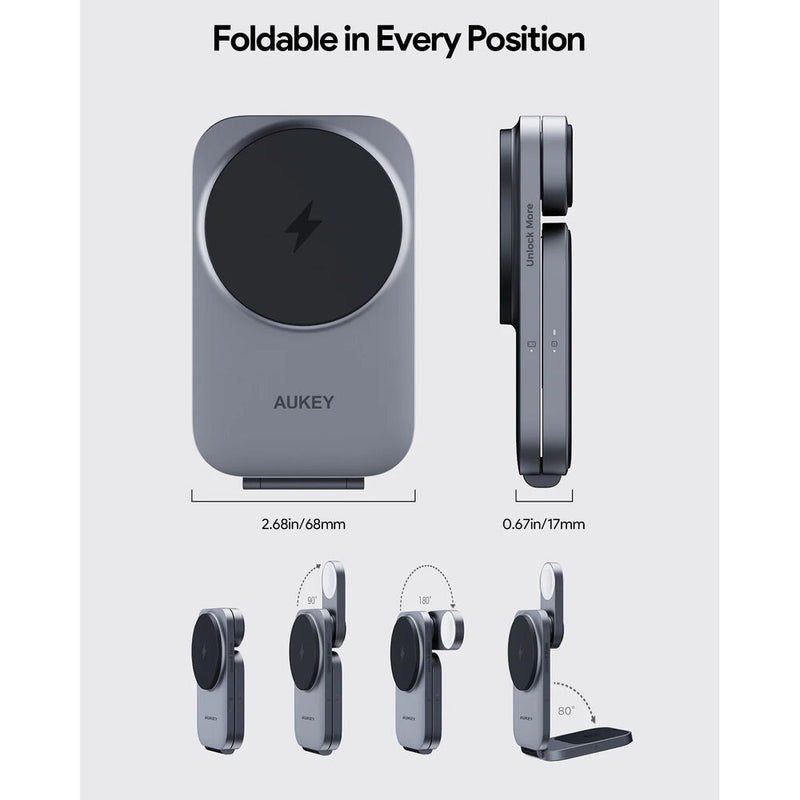 AUKEY MagFusion Z Qi2 3-in-1 Foldable Wireless Charging Station