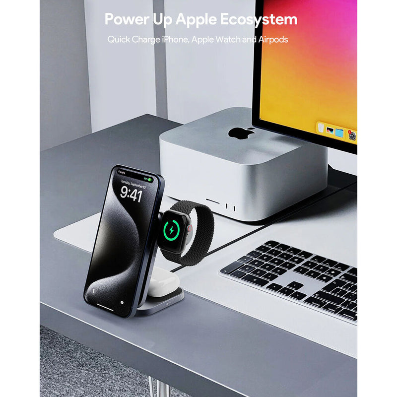 AUKEY MagFusion Z Qi2 3-in-1 Foldable Wireless Charging Station