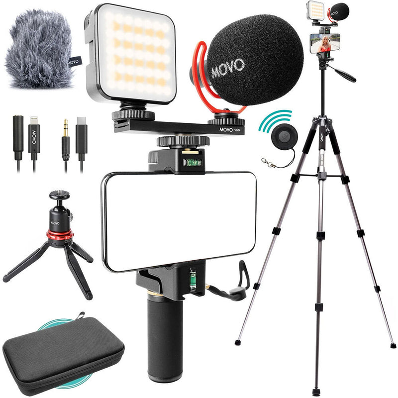 Movo Photo iVlogger-PRO Vlogging Kit with MV-T5 Full-Size Aluminum Tripod