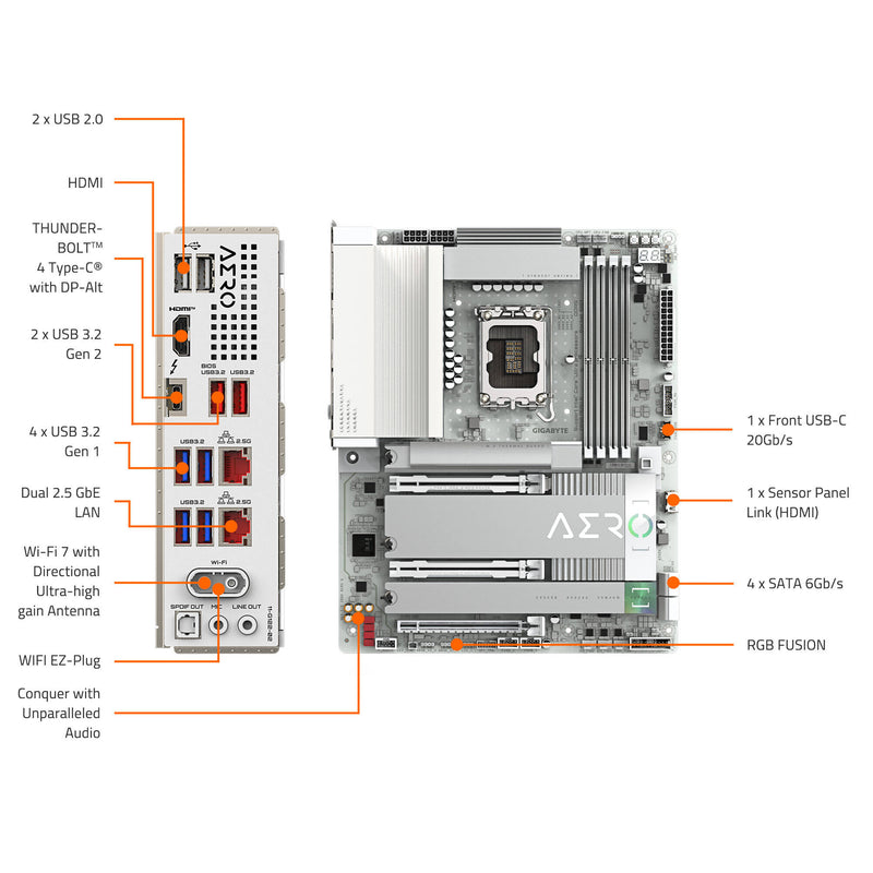 Gigabyte Z890 AERO G LGA 1851 ATX Motherboard (Snow White)