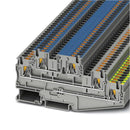 PHOENIX CONTACT PT 4-PE/L/N DIN Rail Mount Terminal Block, Ground Modular, 5 Ways, 24 AWG, 10 AWG, 4 mm&sup2;, Push In, 30 A 3002614