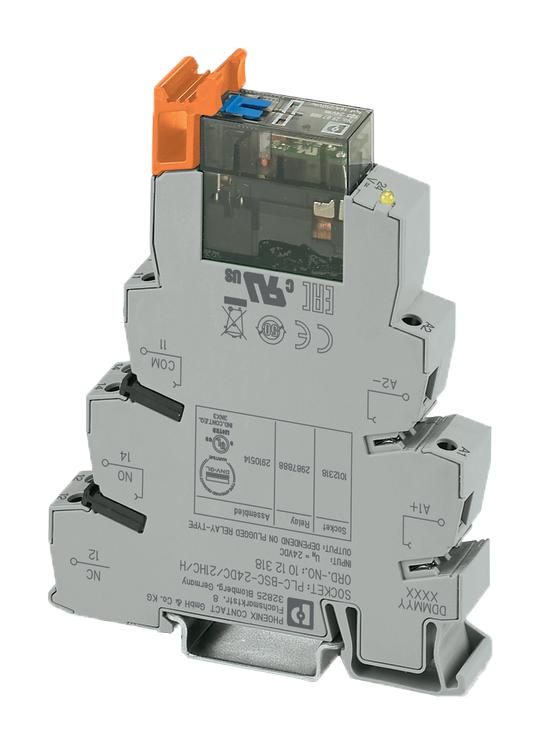 PHOENIX CONTACT 2910514 Power Relay, SPDT, 24 VDC, 10 A, PLC-RSC, DIN Rail PLC-RSC- 24DC/21HC/MS