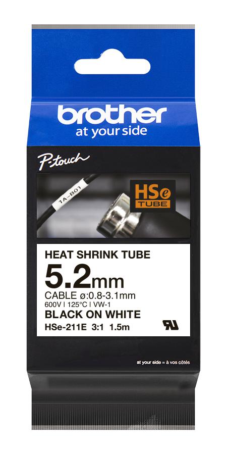 Brother HSE211E HSE211E Wire Marker Heat Shrinkable Sleeve Blank (No Legend) White 1.5m x 5.2mm 3.1 mm New