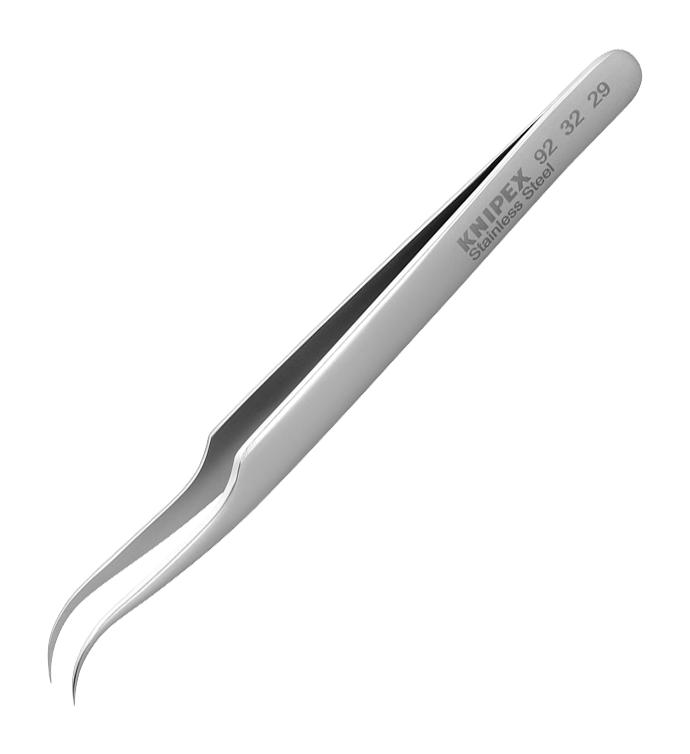 KNIPEX 92 32 29 Tweezers, Gripping, 35&deg; Curve, Pointed, 4.63", Stainless Steel