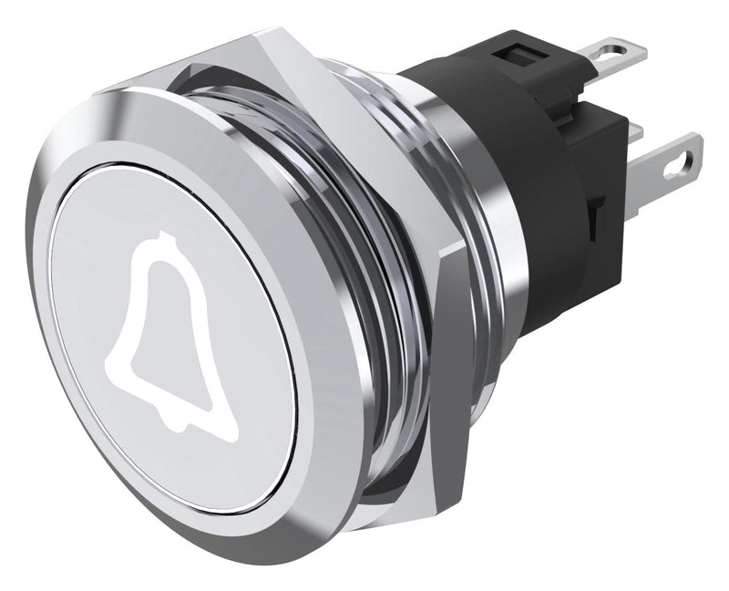 EAO 82-6151.1A54.B005 Vandal Resistant Switch, Bell, 82 Series, 22 mm, SPDT, Momentary, Round Flat Flush, Natural