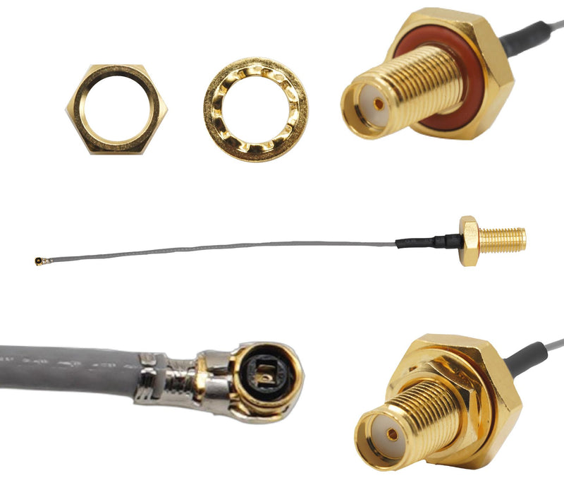 Siretta ASMGA010XC113S11 ASMGA010XC113S11 RF / Coaxial Cable Assembly MHF4-Type Plug to SMA Bulkhead Jack 1.13mm 50 ohm 3.9 " 100 mm