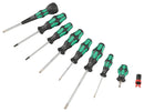 WERA 05134029001 Screwdriver Set, Ball-Grip, Phillips/Slotted/Torx/Pozidrive/Screw Gripper, 9 Piece