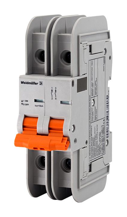 WEIDMULLER 2477330000 THERMAL MAG CKT BREAKER, 2P, 2A, 240VAC