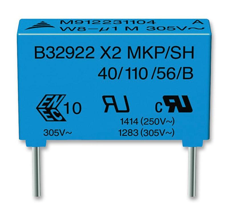 Epcos B32924C3105K189 B32924C3105K189 Safety Capacitor Metallized PP Radial Box - 2 Pin 1 &Acirc;&micro;F &plusmn; 10% X2 Through Hole