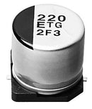 PANASONIC EEETG1V221UP SMD Aluminium Electrolytic Capacitor, Radial Can - SMD, 220 &micro;F, 35 V, 0.3 ohm, 2000 hours @ 125&deg;C