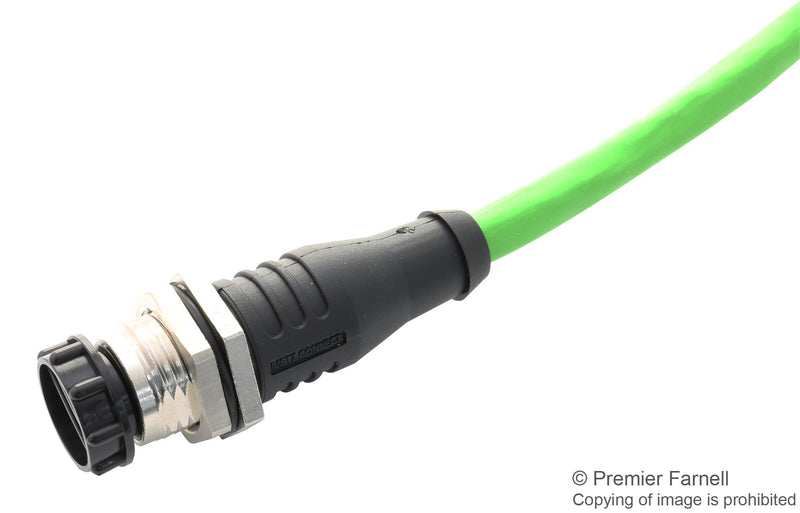 METZ CONNECT 142M2X12020 Sensor Cable, X-Code, Cat6a, M12 Plug, M12 Receptacle, 8 Positions, 2 m, 6.6 ft