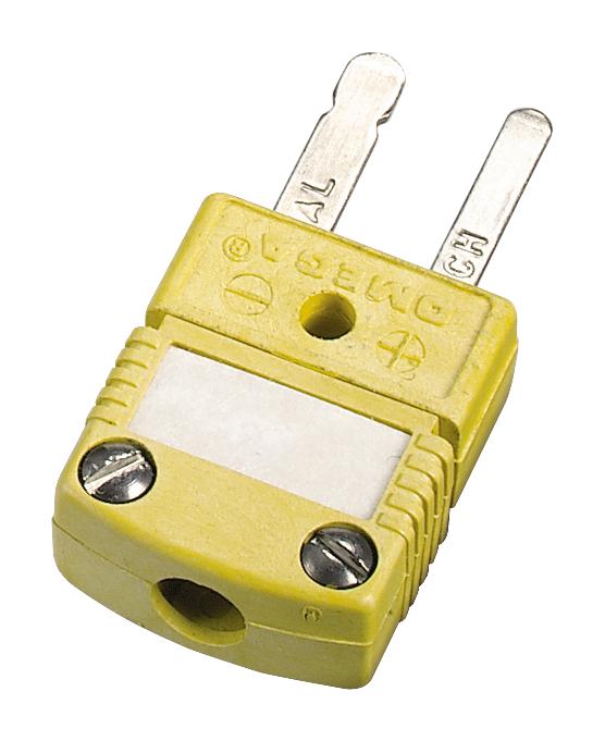 OMEGA SMPW-KJ-M Thermocouple Connector, Plug, Type K, Miniature, JIS, 2 Pin, Yellow, SMPW Series