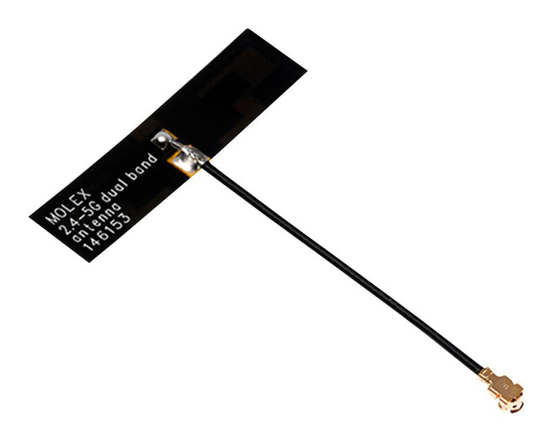 MOLEX 146153-9100 RF Antenna, 5.925 to 7.125 GHz, WiFi 6E/Bluetooth/Zigbee/IoT, 5.5 dBi, Adhesive/MHF1 Connector