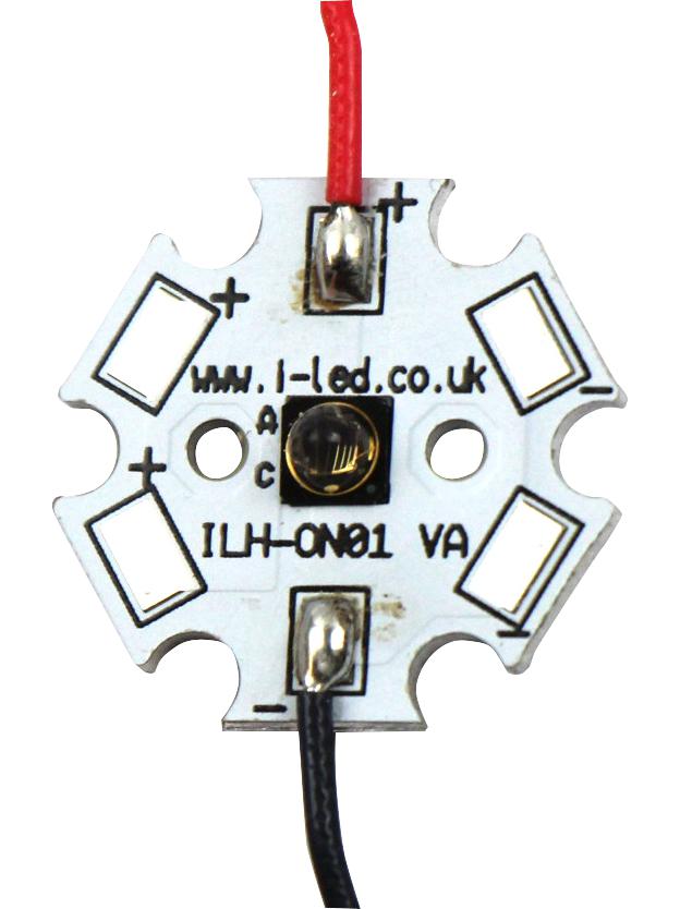 Intelligent LED Solutions ILH-8M01-FRED-SC201-WIR200 ILH-8M01-FRED-SC201-WIR200 IR Emitter Module 8 Chip 755 nm 120&deg; (&plusmn;60&deg;) Radiance Angle Star PCB M3 Holes Heatsink Mount New